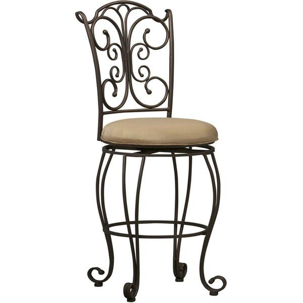 Linon Home Decor Products Gathered Back Counter Stool 24 inch 02790MTL-01-KD-U